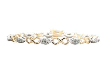 14K Yellow and White Gold Diamond Bracelet For Cheap