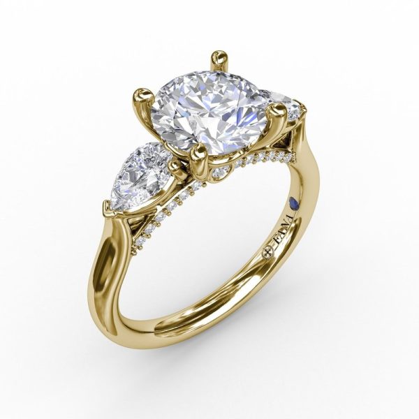 Fana Classic Three-Stone Engagement Ring With Pear-Shape Side Diamonds 3226 Sale