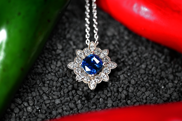 3.53CT Sapphire and Diamond Custom Pendant Online Sale