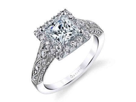 Sylvie Princess Cut Vintage Engagement Ring S1409-PR For Sale