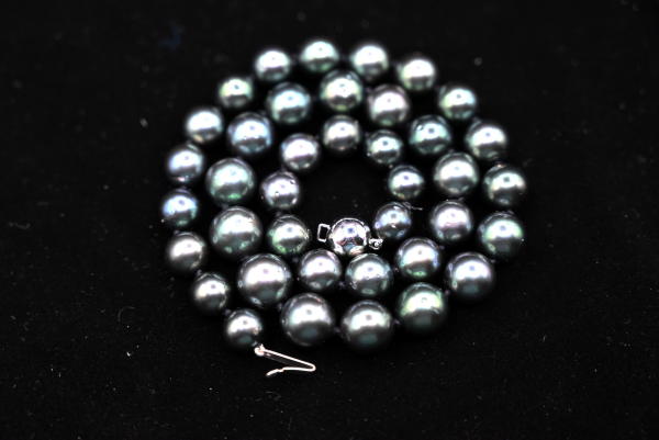 Natural Tahitian Pearl Strand with 14k White Gold Clasp For Sale