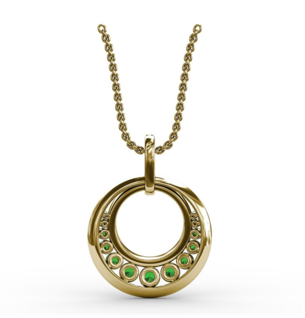 Fana Halo Emerald and Diamond Circle Pendant P1535E Online Sale