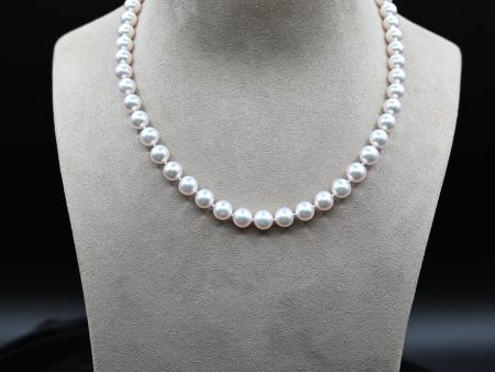 Fresh Water Cultured White Pearl Necklace with 14k White Gold Clasp Cheap