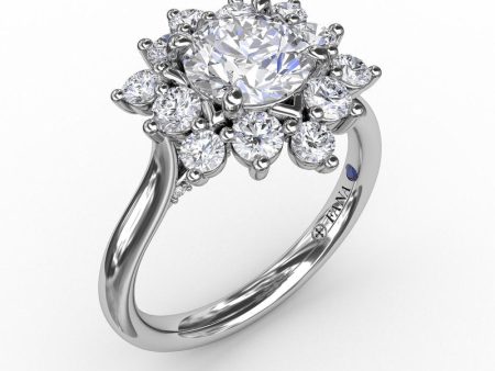 Fana  Contemporary Floral Halo Diamond Engagement Ring S3233 on Sale