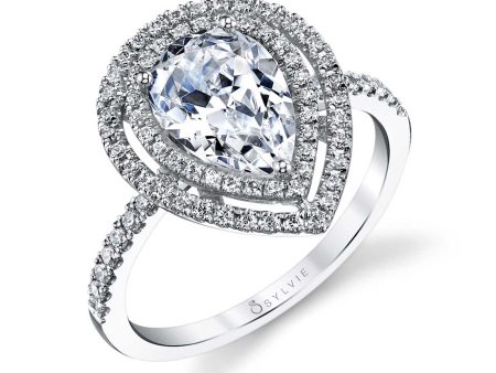 Sylvie Pear Shaped Engagement Ring With Double Halo S1182 For Discount