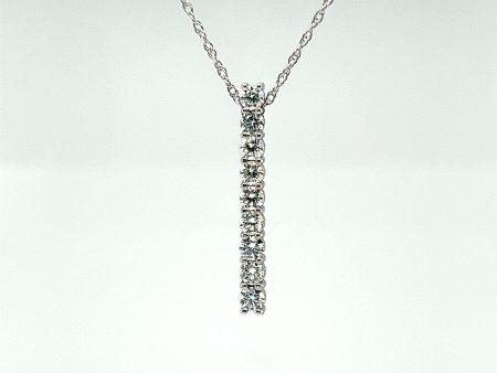 14k White Gold Diamond Line Pendant Sale