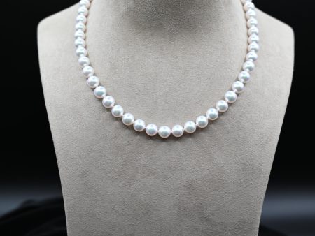 Fresh Water Cultured White Pearl Necklace with 18k White Gold Clasp Hot on Sale