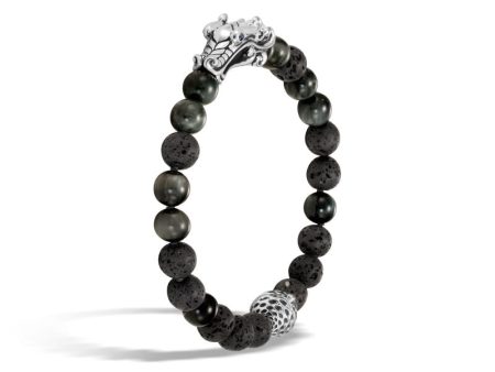 John Hardy Naga Bead Bracelet with Eagle Eye and Black Volcanic BMS650104EGBSP Fashion