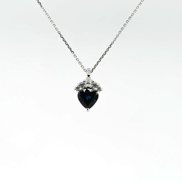 1.25CT Sapphire and Diamond Custom Pendant For Sale