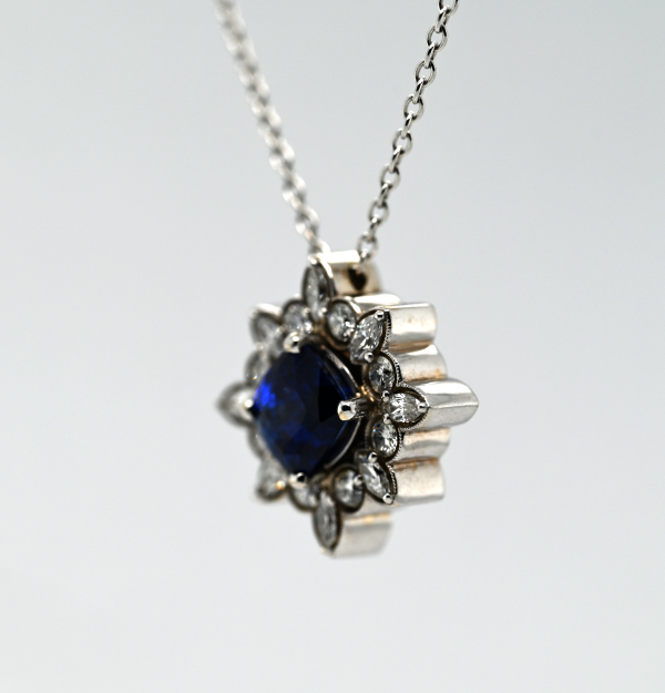 3.53CT Sapphire and Diamond Custom Pendant Online Sale