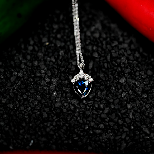 1.25CT Sapphire and Diamond Custom Pendant For Sale