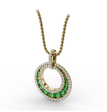 Fana Halo Emerald and Diamond Circle Pendant P1535E Online Sale