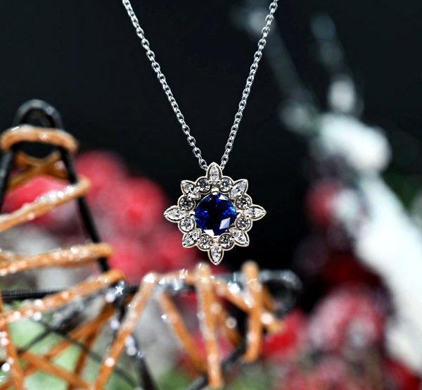 3.53CT Sapphire and Diamond Custom Pendant Online Sale