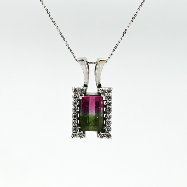 3.12ct Watermelon Tourmaline Custom Pendant Discount