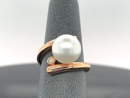 14k Rose Gold Bypass South Sea Pearl and Diamond Ring Online