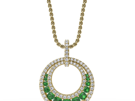 Fana Halo Emerald and Diamond Circle Pendant P1535E Online Sale