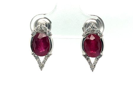 2.92 CTW RUBY AND DIAMOND EARRINGS For Cheap