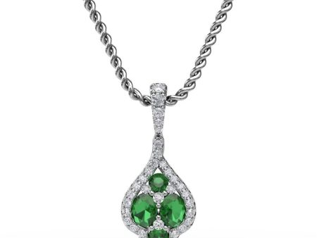 Fana Halo Emerald and Diamond Cluster Pendant P1740E For Cheap