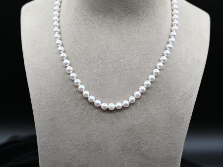 Akoya Cultured White Pearl Necklace with 14k Yellow Gold Clasp Online Hot Sale